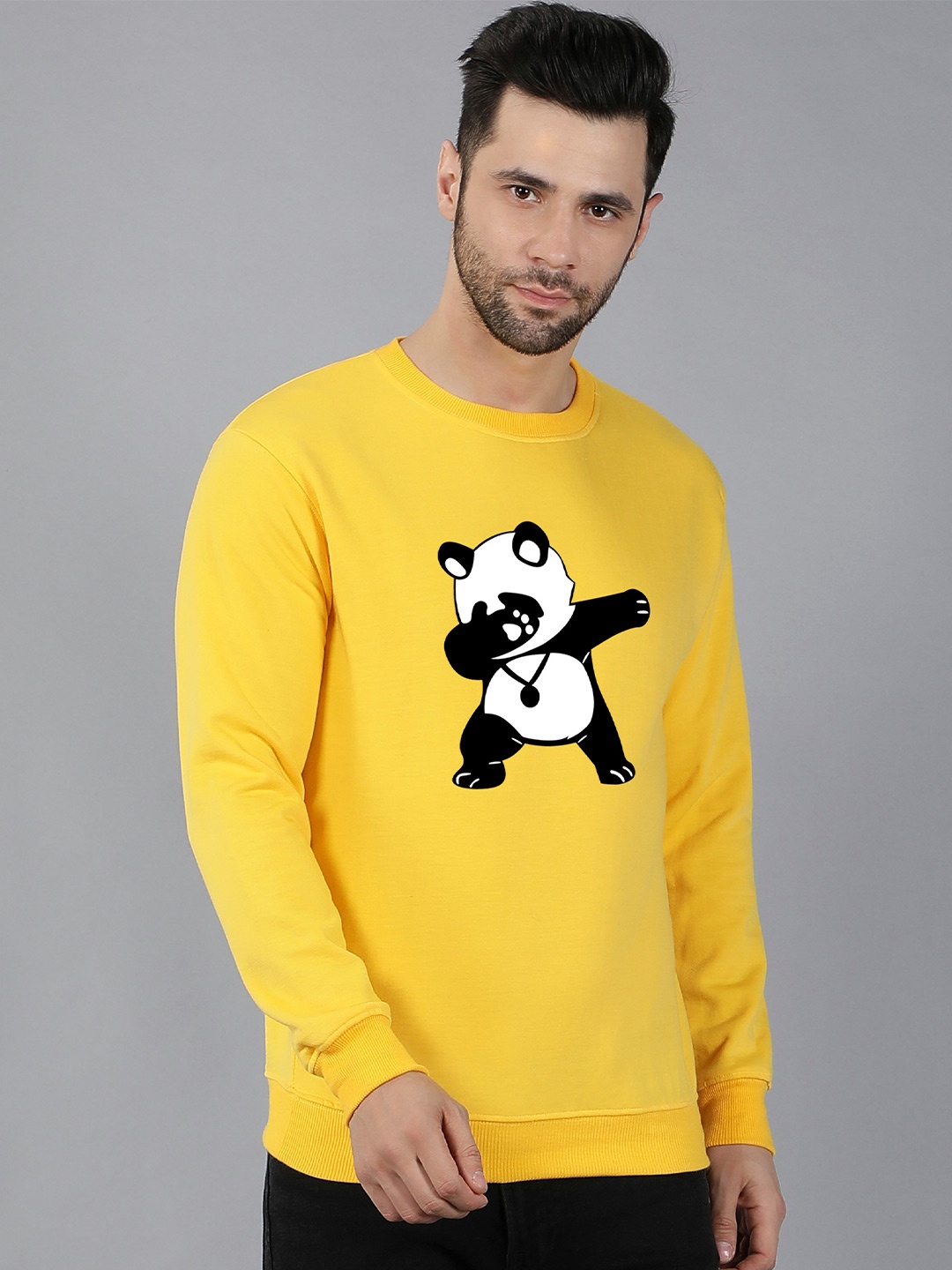 

Fashion And Youth Graphic Printed Fleece Pullover Sweatshirt, Yellow