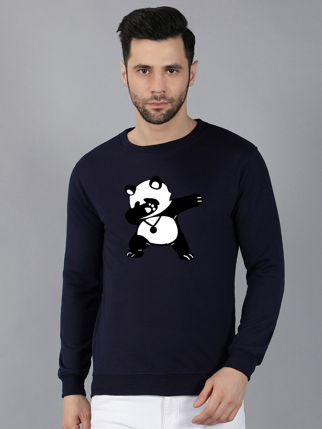 

Fashion And Youth Graphic Printed Fleece Pullover, Navy blue