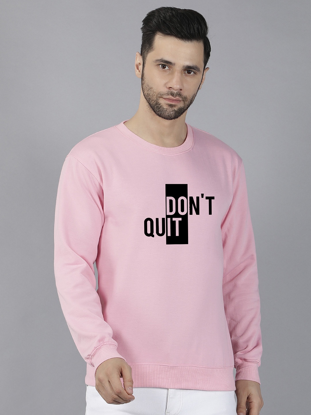 

Fashion And Youth Typography Printed Round Neck Long Sleeve Pullover Fleece Sweatshirt, Pink