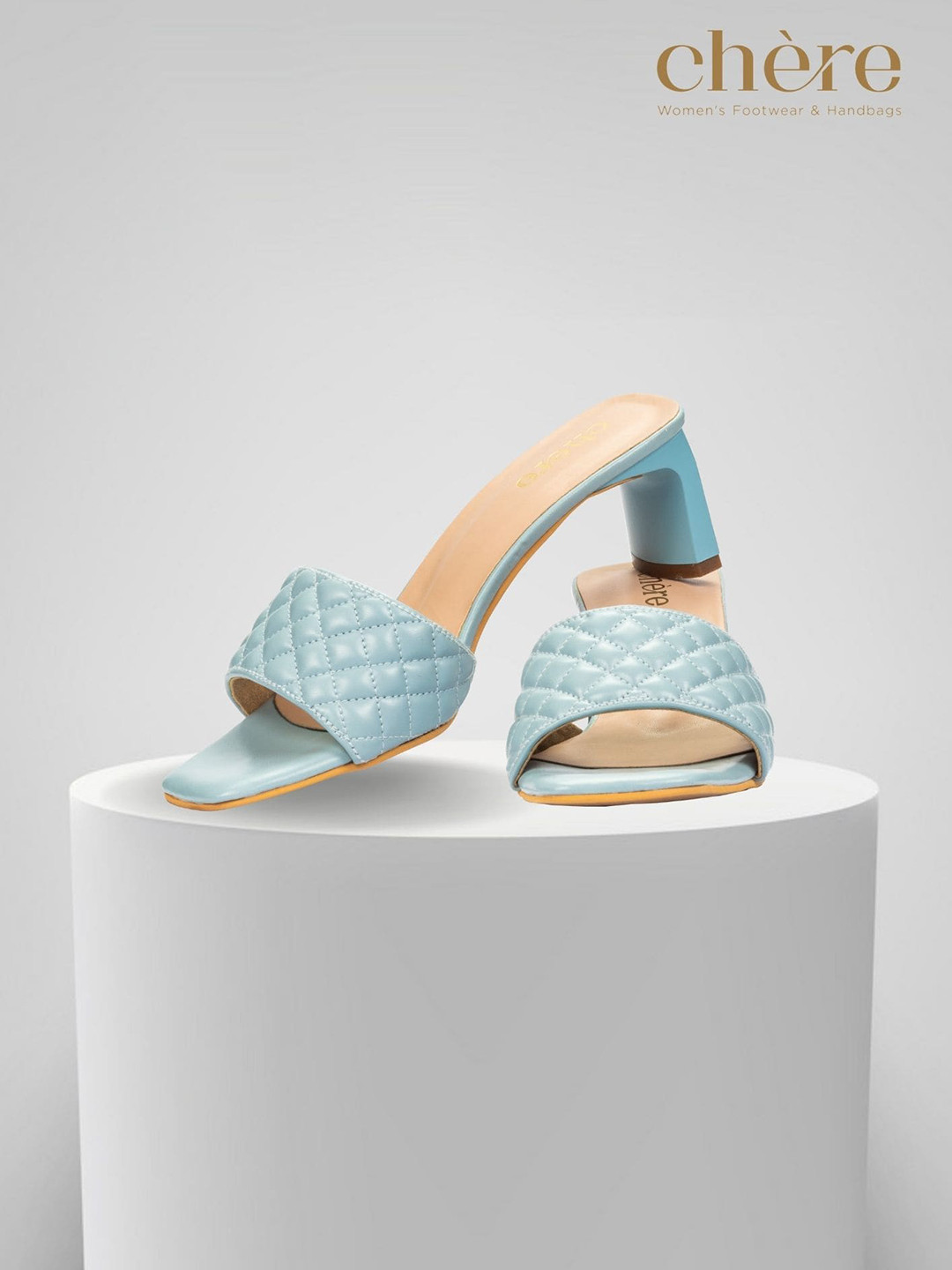 

Chere Fancy Quilted Block Heels, Blue