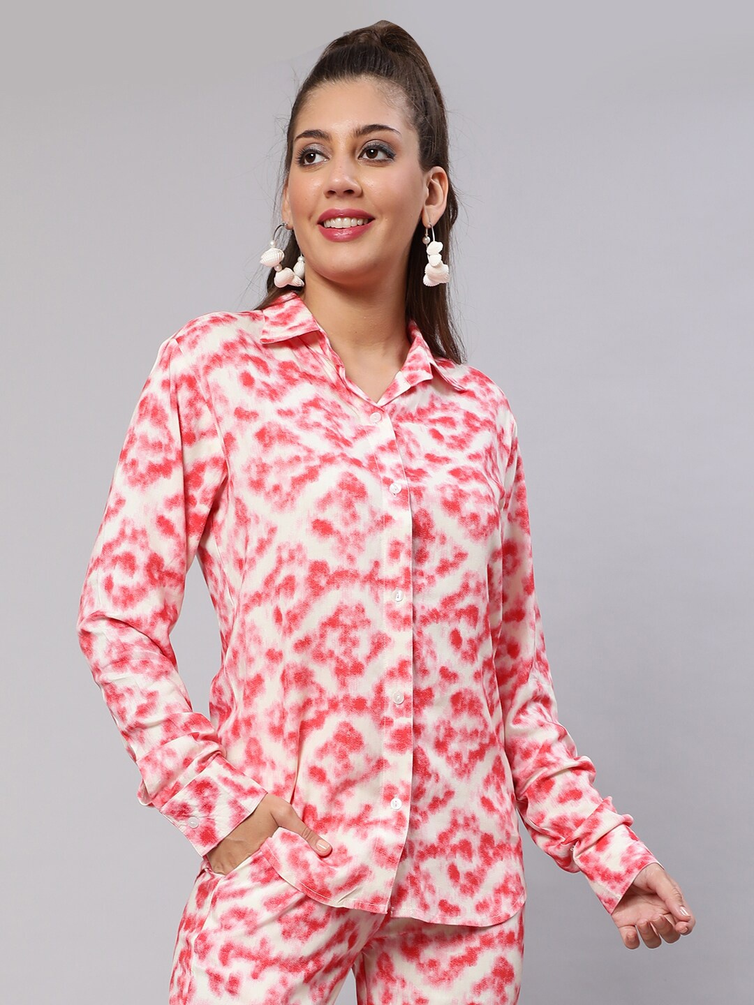 

DAEVISH Abstract Printed Casual Shirt, Red