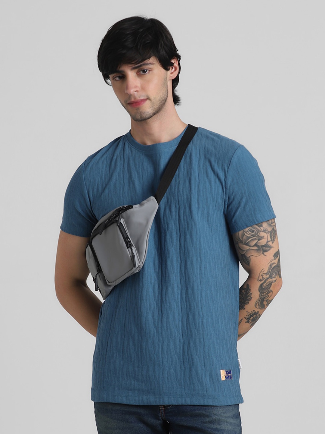 

Jack & Jones Regular Fit Self Design Round Neck Short Sleeve T-shirt, Blue