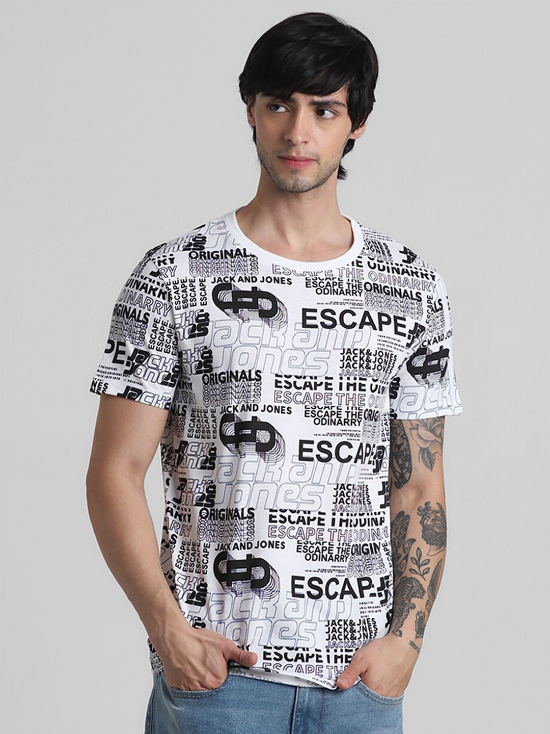 

Jack & Jones Typography Printed Pure Cotton Slim Fit T-shirt, White
