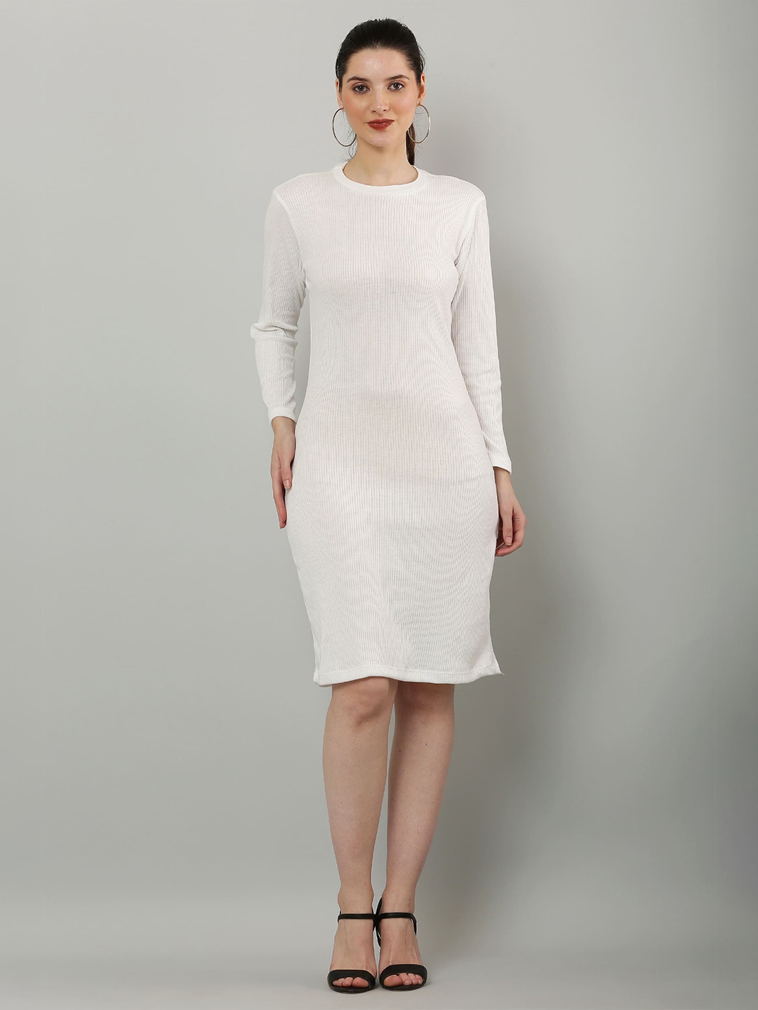 

SQew Long Sleeves Cotton Bodycon Dress, White