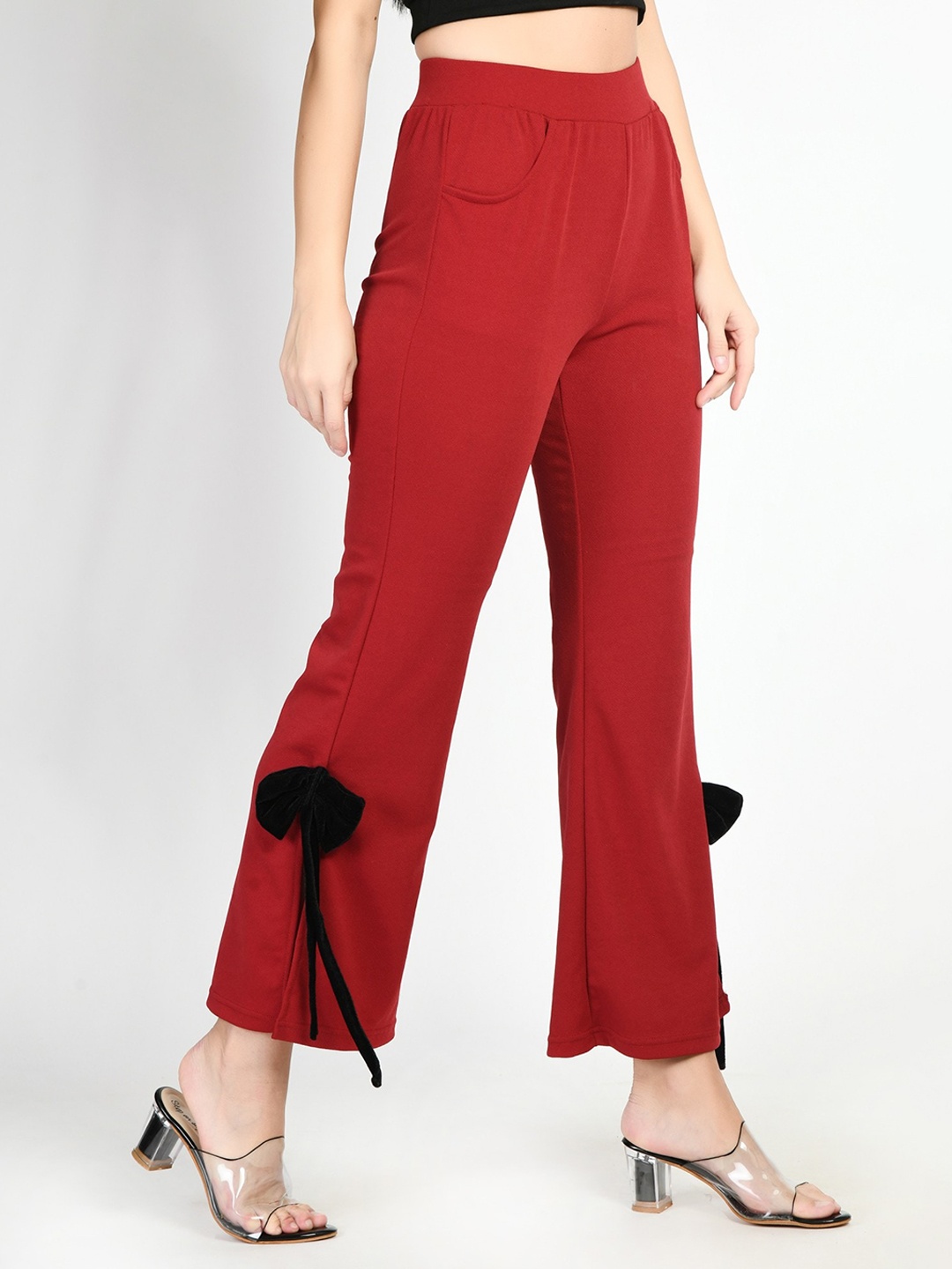 

Moshe Women Relaxed High-Rise Trousers, Maroon