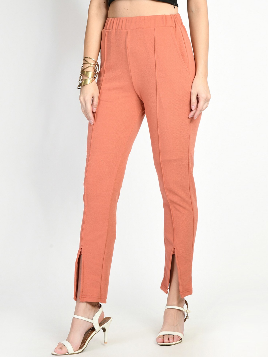 

Moshe Women Relaxed High-Rise Trousers, Peach