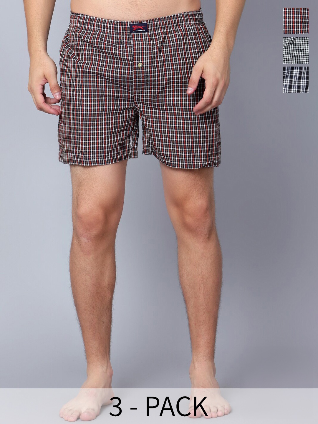 

Shiv Naresh Pack Of 3 Assorted Cotton Boxers D:Boxer Combo Cotton-S