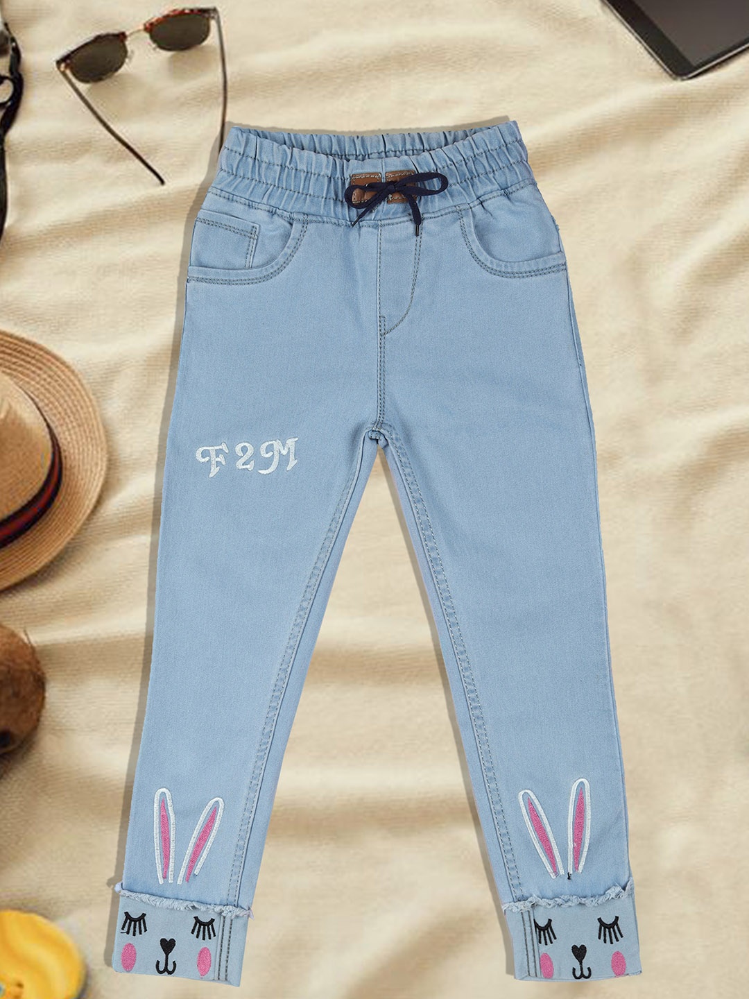 

A-Okay Girls Blue Jogger High-Rise Acid Wash Jeans