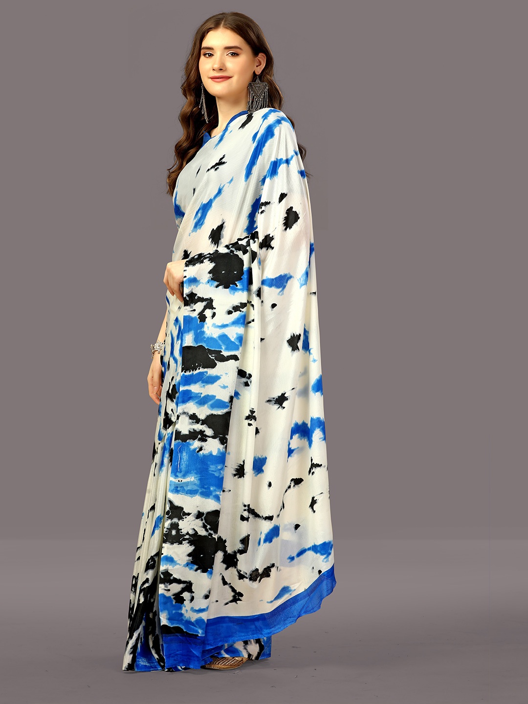 

WORIVOC Ombre Dyed Satin Saree, Blue