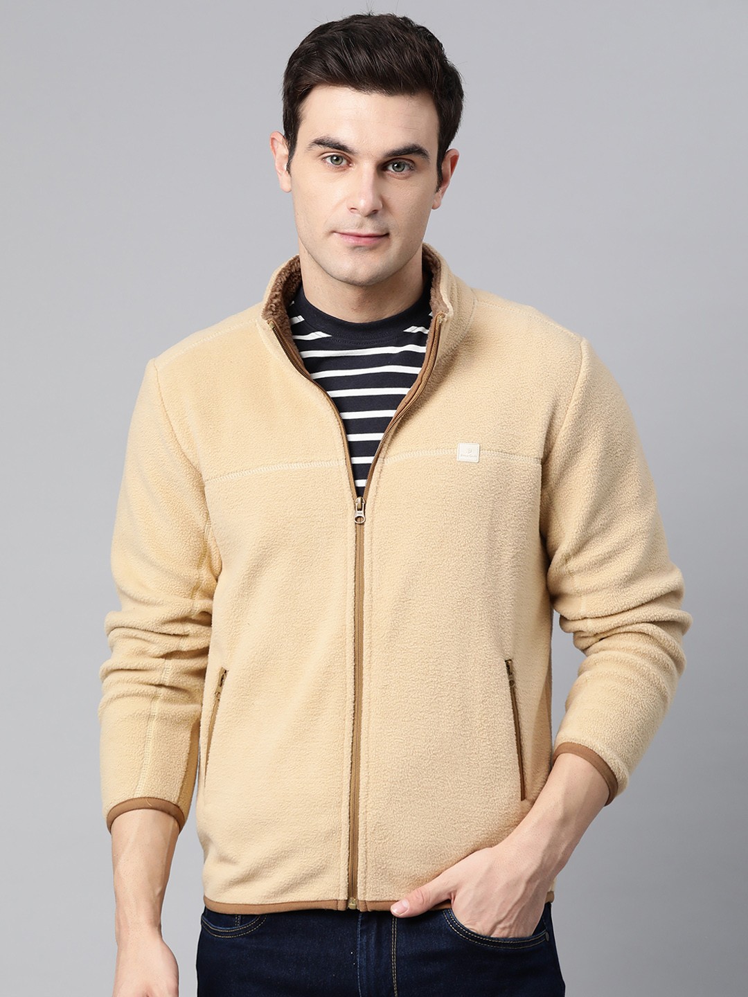 

Pierre Carlo Men Solid Sweatshirt, Beige