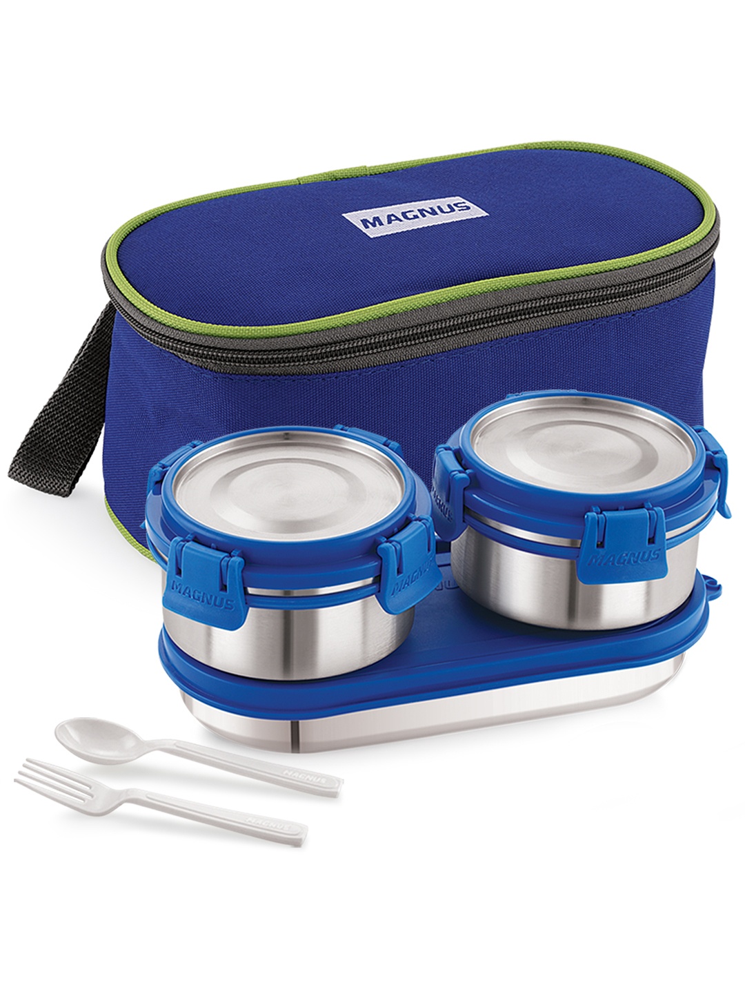 

MAGNUS Avanza Blue & White 3-Pieces Stainless Steel Lunch Box Set