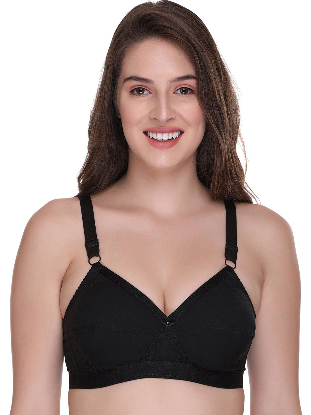 

SONA Full Coverage Non-Wired All Day Comfort Cotton Bra, Black