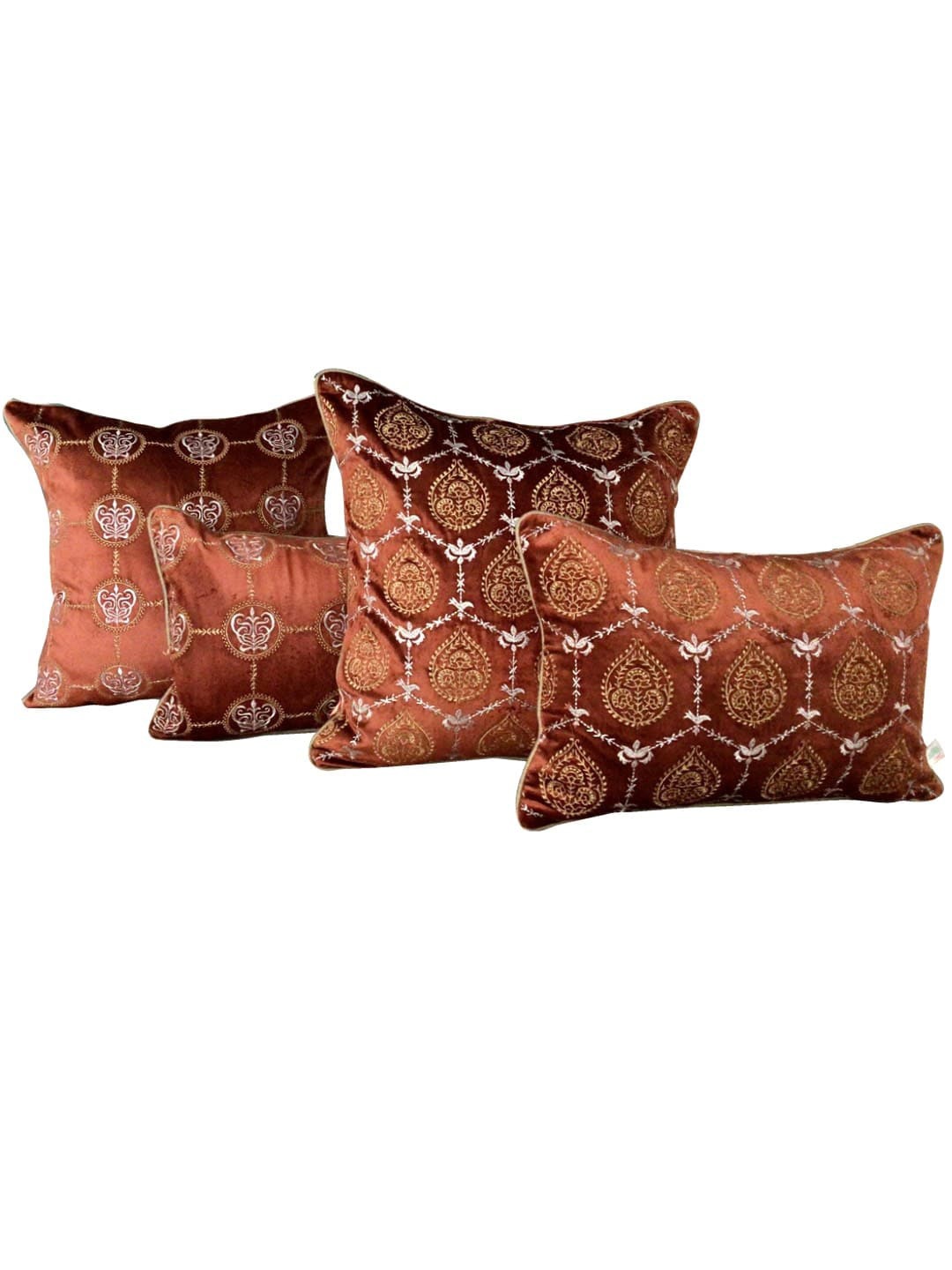 

TARA- Sparkling Homes Orange & White Geometric Velvet Rectangle Cushion Cover