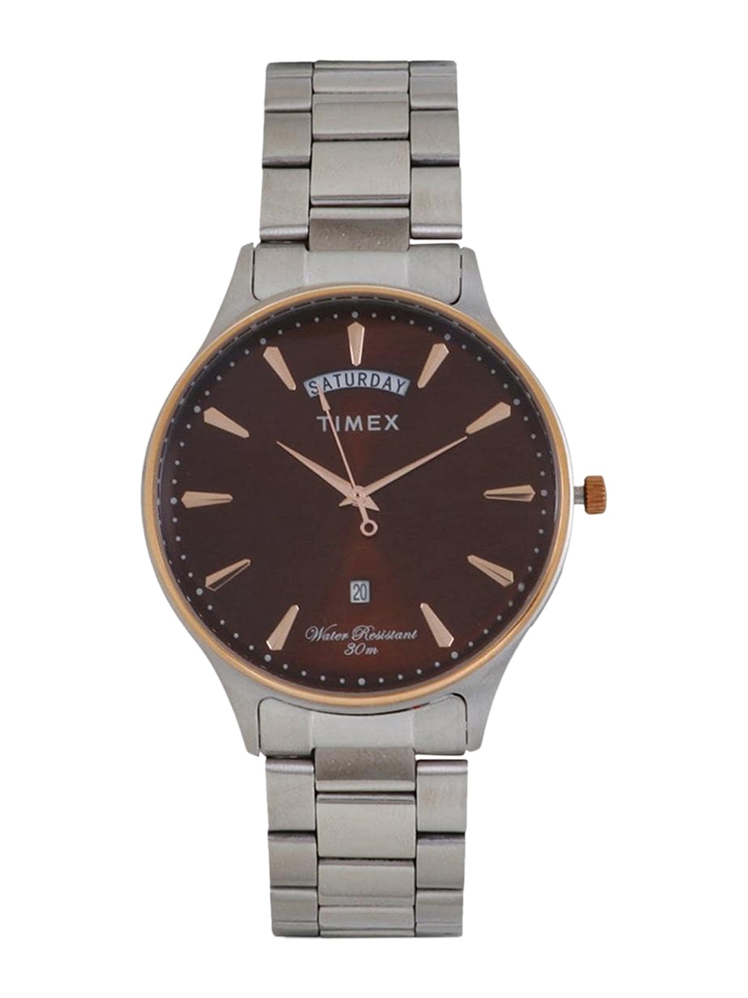 

Timex Men Stainless Steel Bracelet Style Straps Analogue Date Aperture Watch TWEG16906, Brown