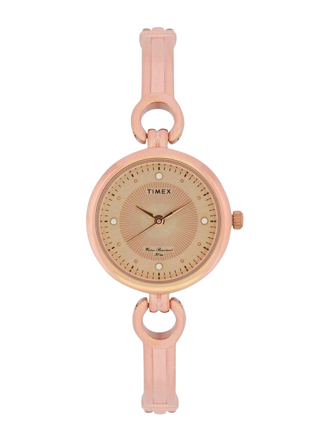 

Timex Women Embellished Dial & Bracelet Style Straps Analogue Watch TWEL11425, Peach