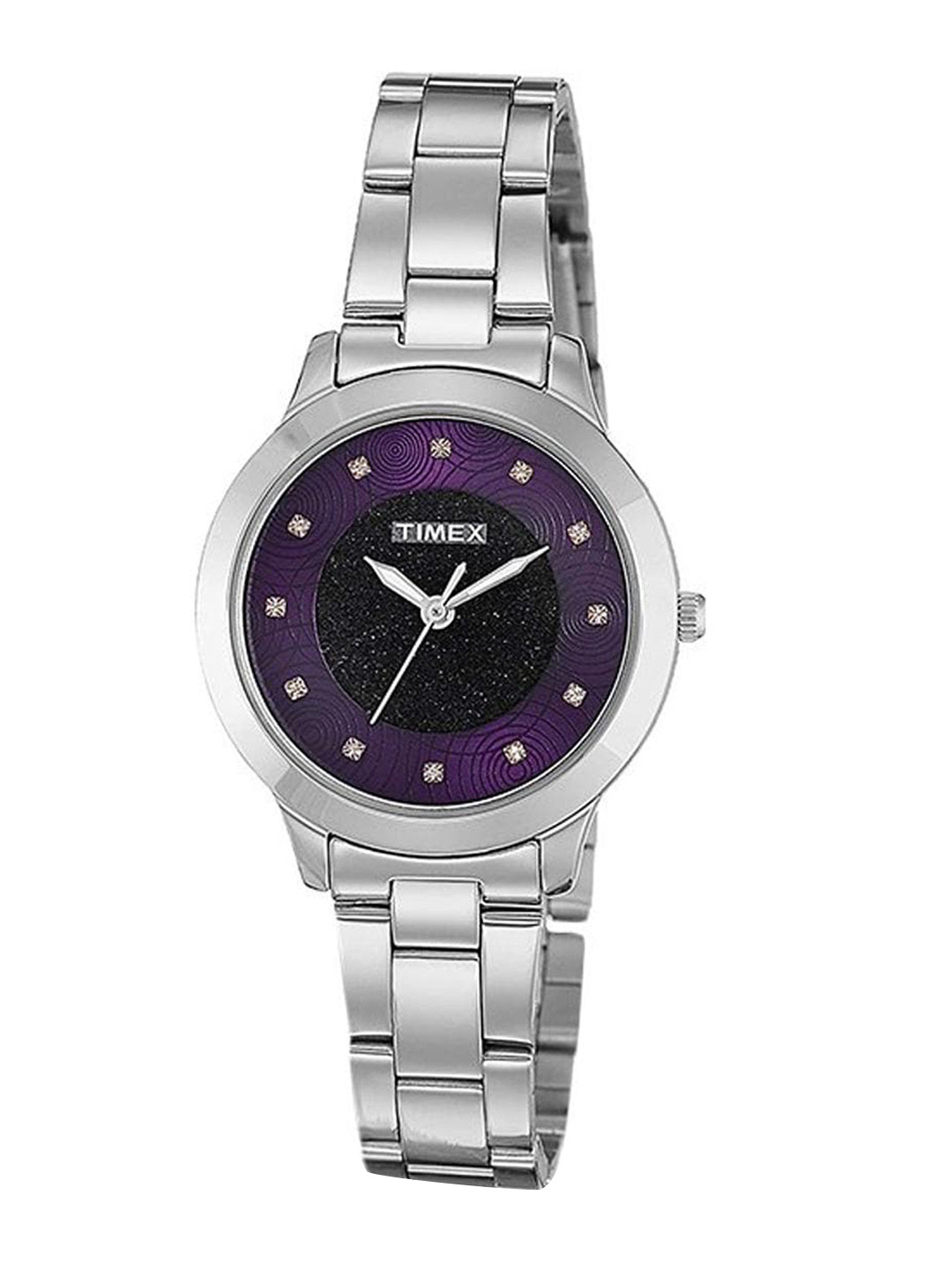 

Timex Women Embellished Dial & Stainless Steel Bracelet Style Analogue Watch TW000T614, Purple