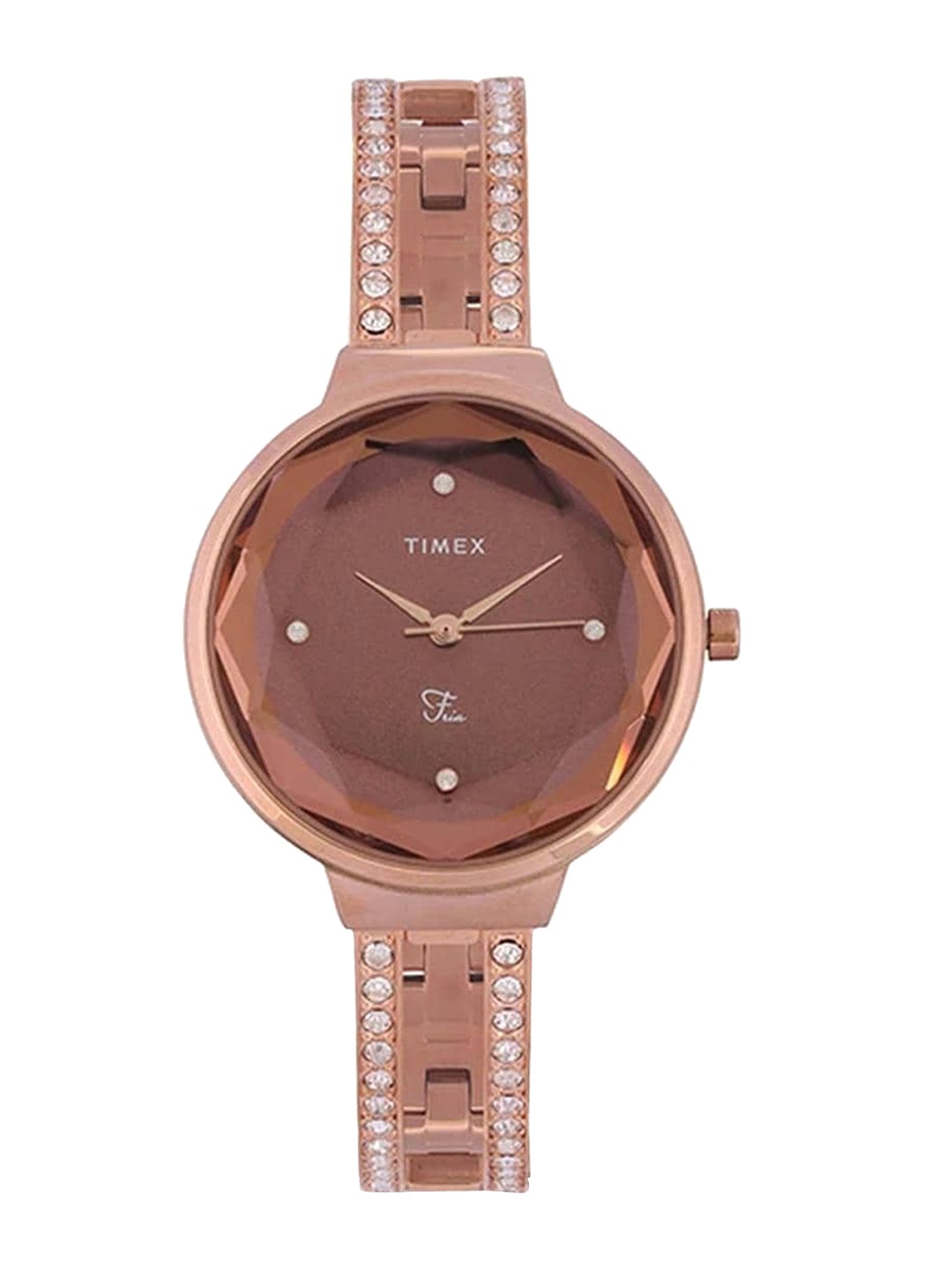 

Timex Women Embellished Dial & Stainless Steel Analogue Watch TWEL13403, Brown