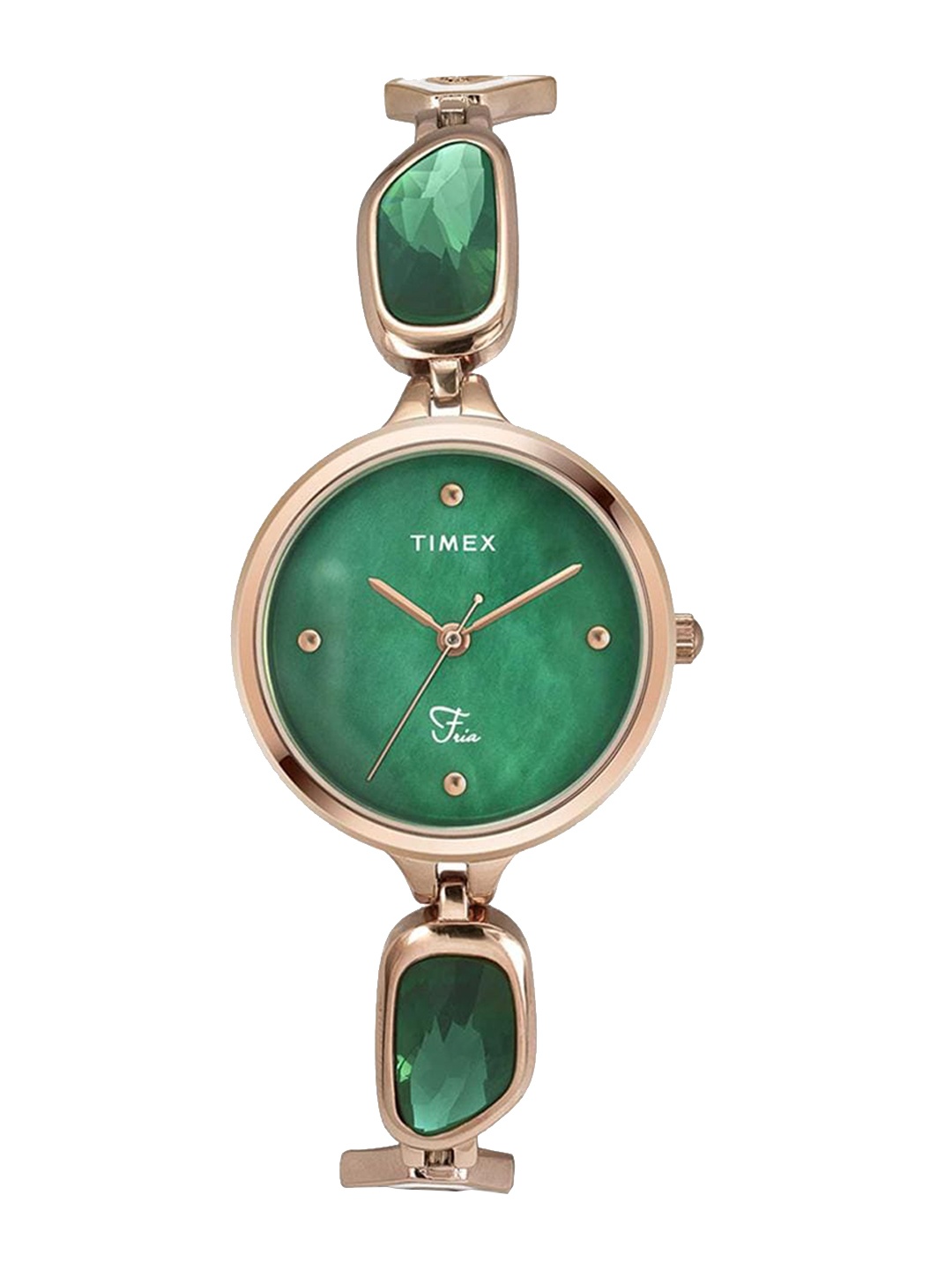 

Timex Women Embellished Dial & Stainless Steel Straps Analogue Watch TWEL15903, Green