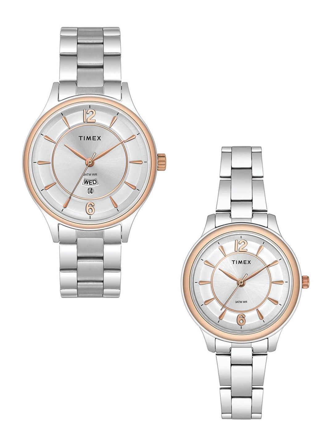 

Timex Unisex Stainless Steel Bracelet Style Straps Analogue His and Her Watches TW00PR274, Silver