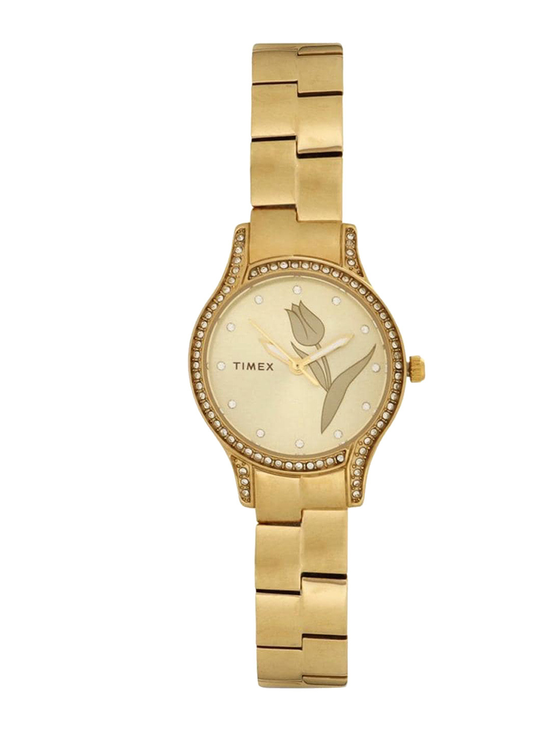 

Timex Women Embellished Dial & Bracelet Style Straps Analogue Watch TW0TL9501, Gold