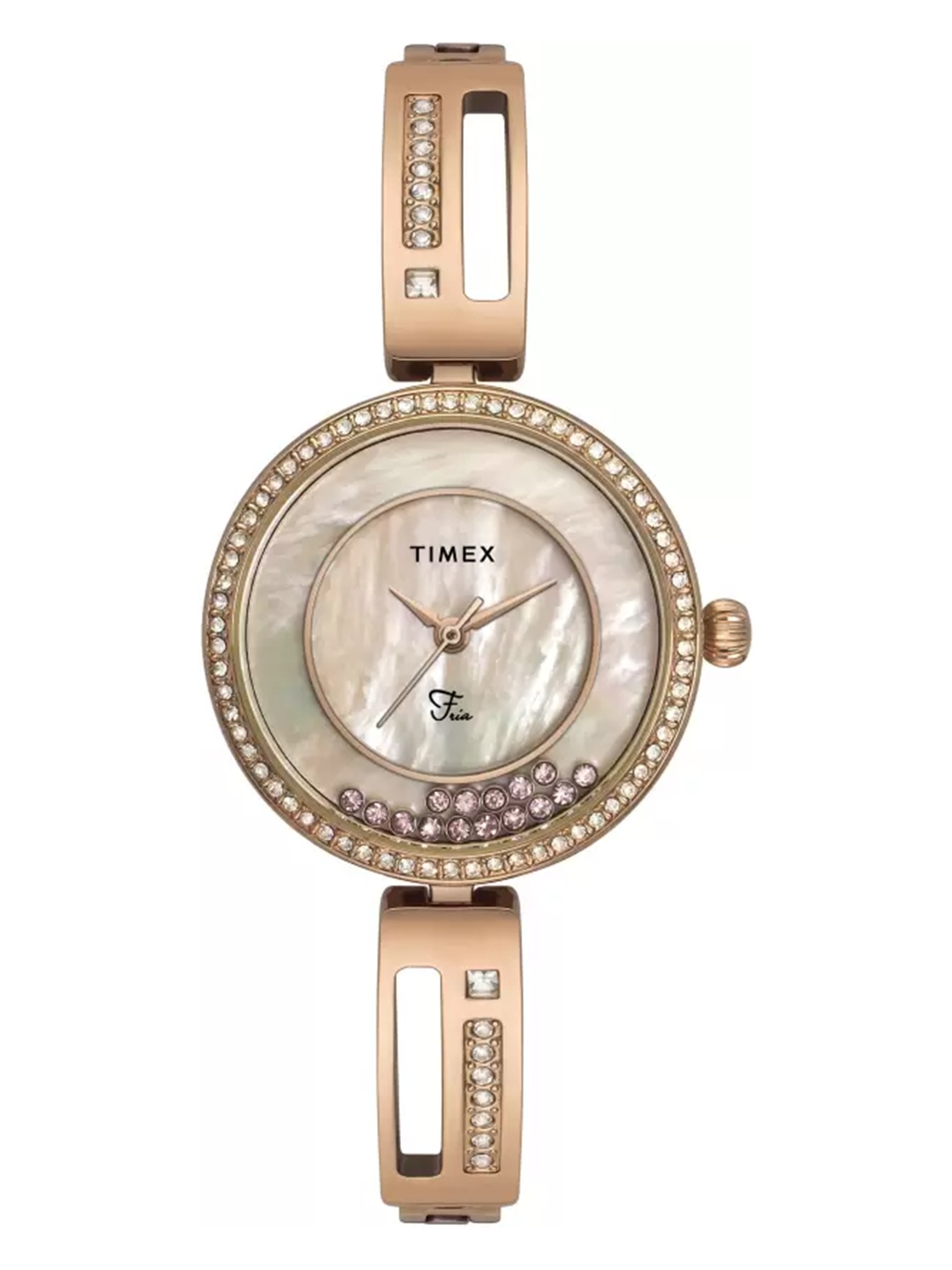

Timex Women Embellished Dial & Bracelet Style Straps Analogue Watch TWEL16501, White