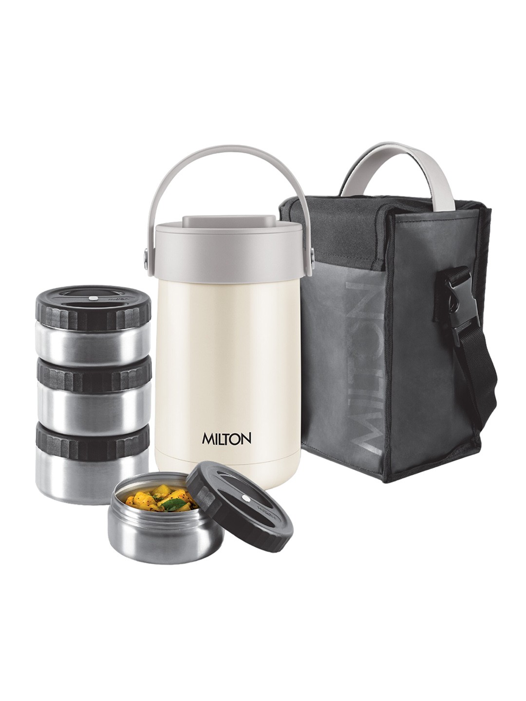 

Milton Glamour Thermosteel Steel Tiffin Box 4 Containers 330 ml 330 ml 435 ml 435 ml, White