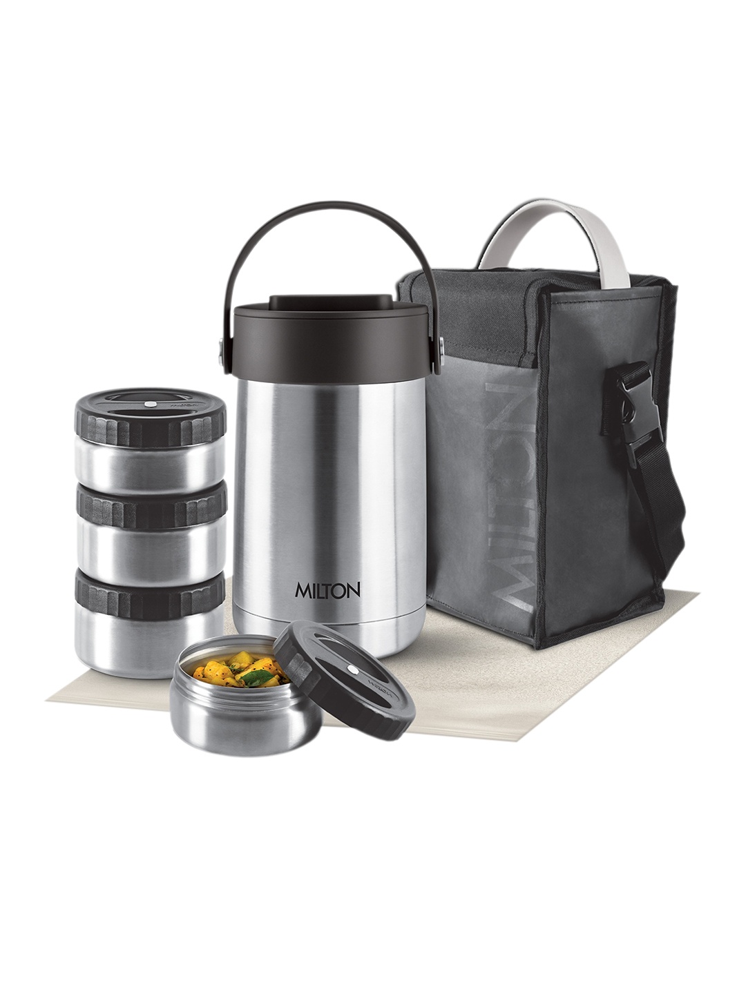 

Milton Glamour Thermosteel Steel Tiffin Box 4 Containers 330 ml 330 ml 435 ml 435 ml, Silver