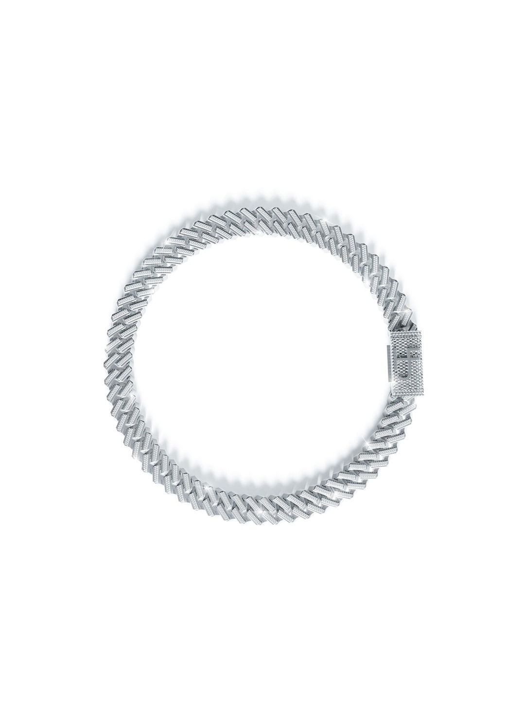 

HIFLYER JEWELS Men Silver-Plated AD Studded Chain