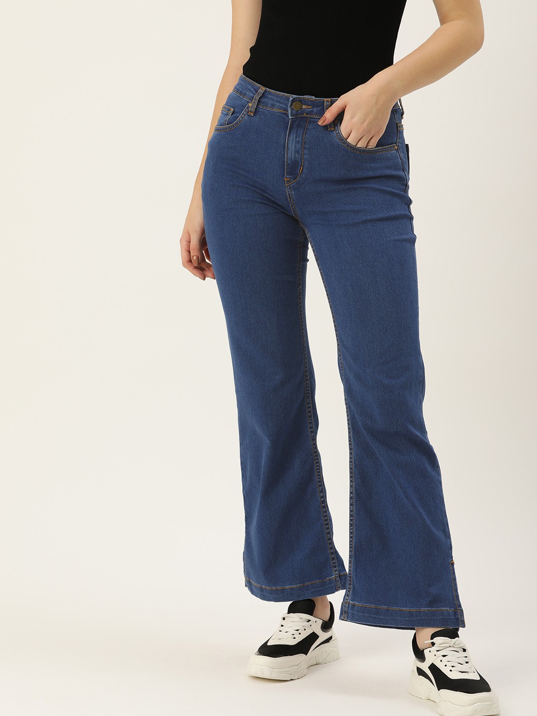 

Mast & Harbour Women Bootcut High-Rise Stretchable Jeans, Blue
