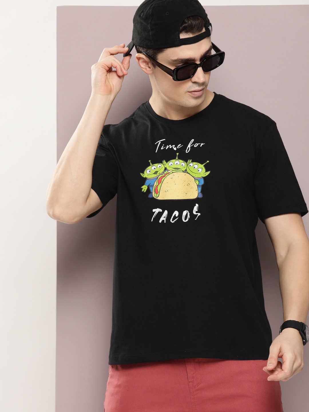

Kook N Keech Disney Men Alien Printed Pure Cotton T-shirt, Black