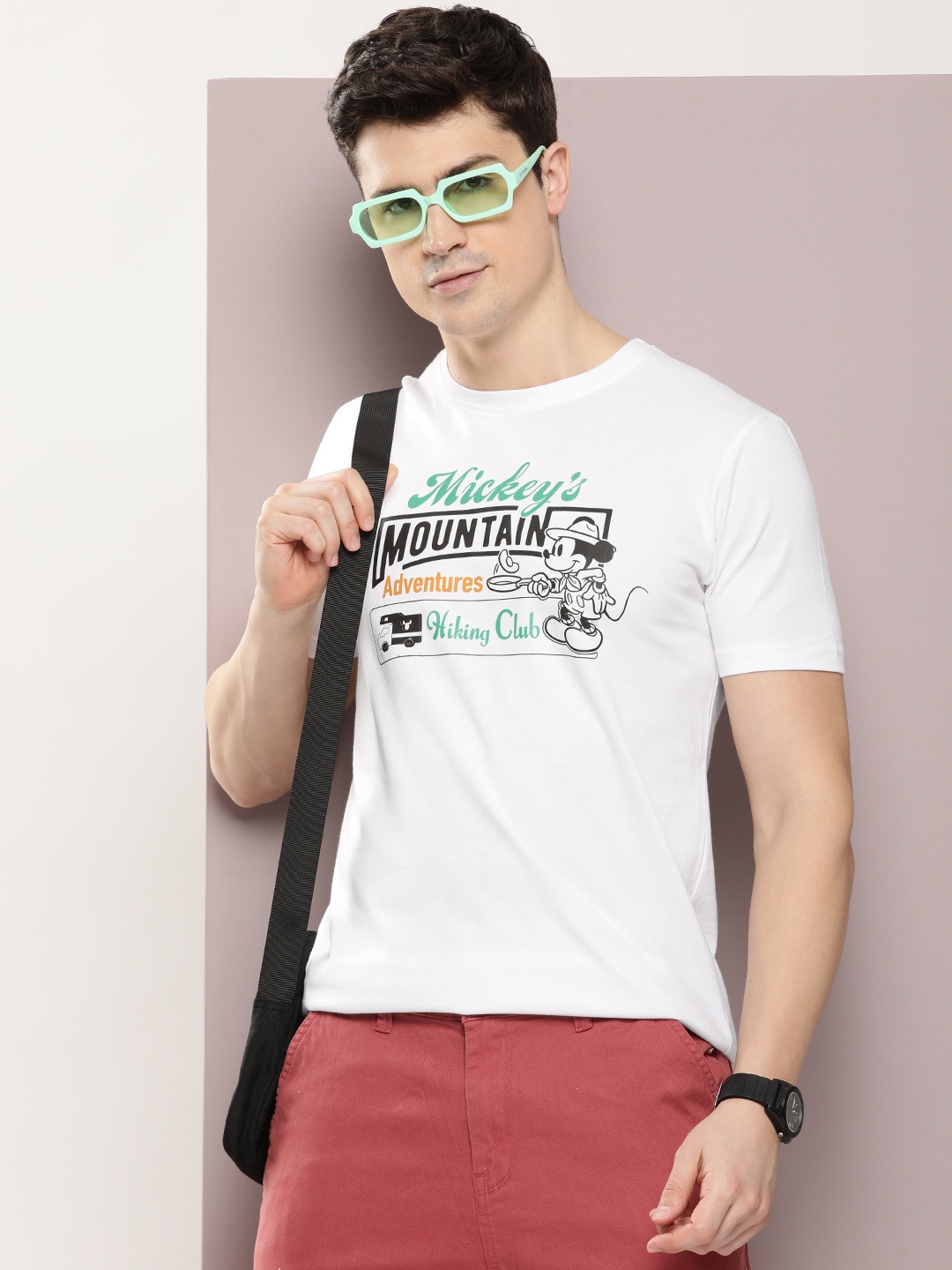 

Kook N Keech Disney Men Mickey Mouse Printed Pure Cotton T-shirt, White