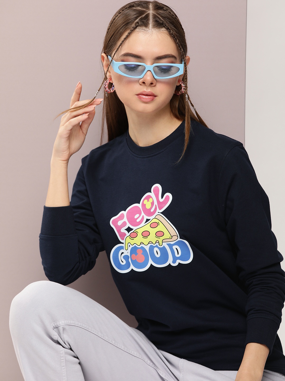 

Kook N Keech Disney Women Graphic Printed Sweatshirt, Navy blue