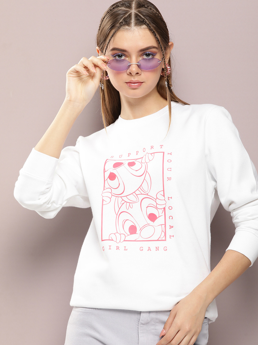 

Kook N Keech Disney Women Graphic Printed Sweatshirt, White