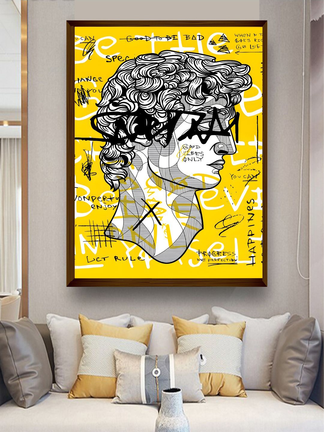 

The Art House Yellow & Black Abstract Painting Wall Art