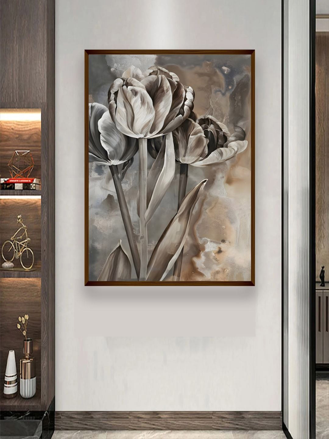

The Art House Beige & Brown Floral Painting Wall Art