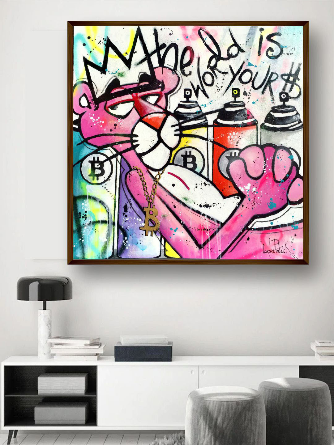

The Art House Pink & Black Abstract Painting Wall Art