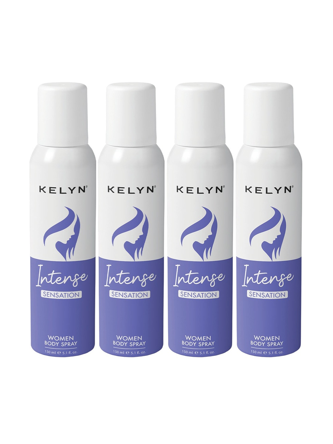 

KELYN Women Intense Set Of 4 Sensation Deodorant Body Spray - 150ml Each, Multi