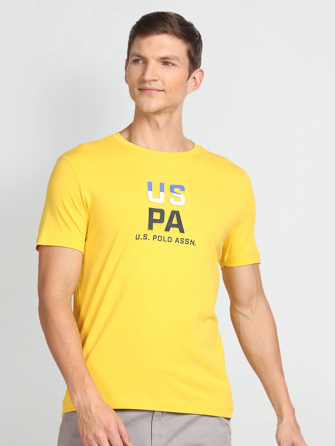 

U.S. Polo Assn. Typography Printed Slim Fit T-shirt, Yellow