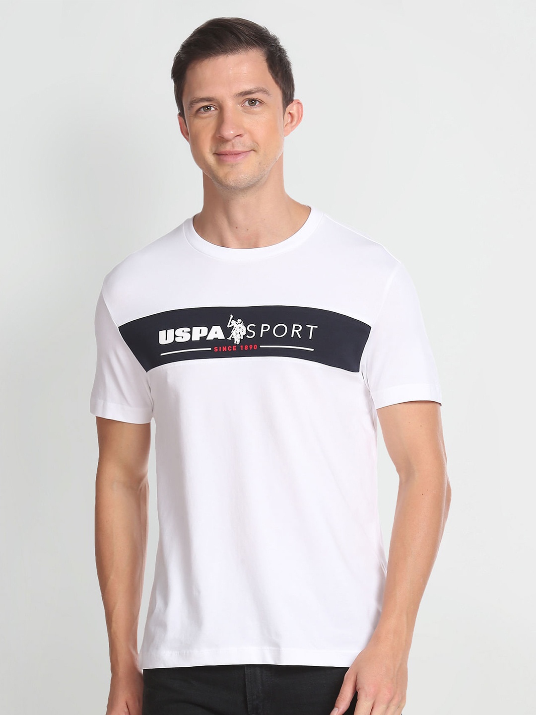 

U.S. Polo Assn. Typography Printed Round Neck Slim Fit T-shirt, White