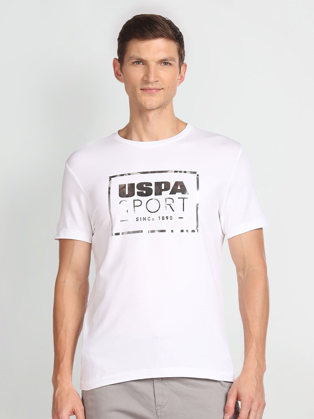 

U.S. Polo Assn. Typography Printed Round Neck Slim Fit T-shirt, White