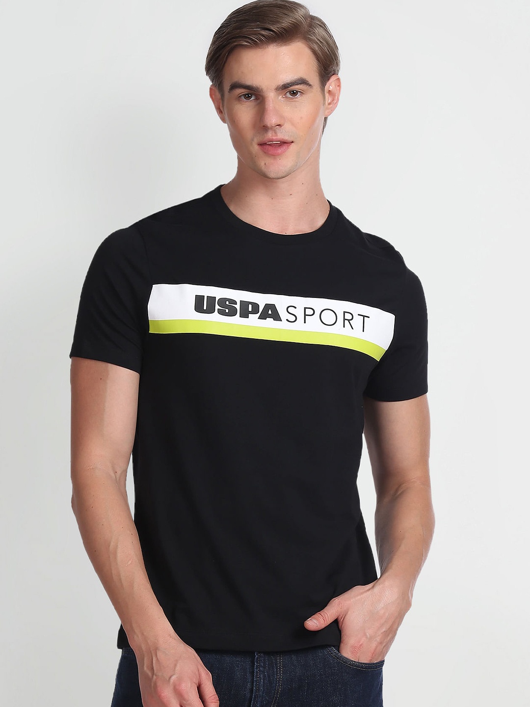 

U.S. Polo Assn. Typography Printed Slim Fit T-shirt, Black