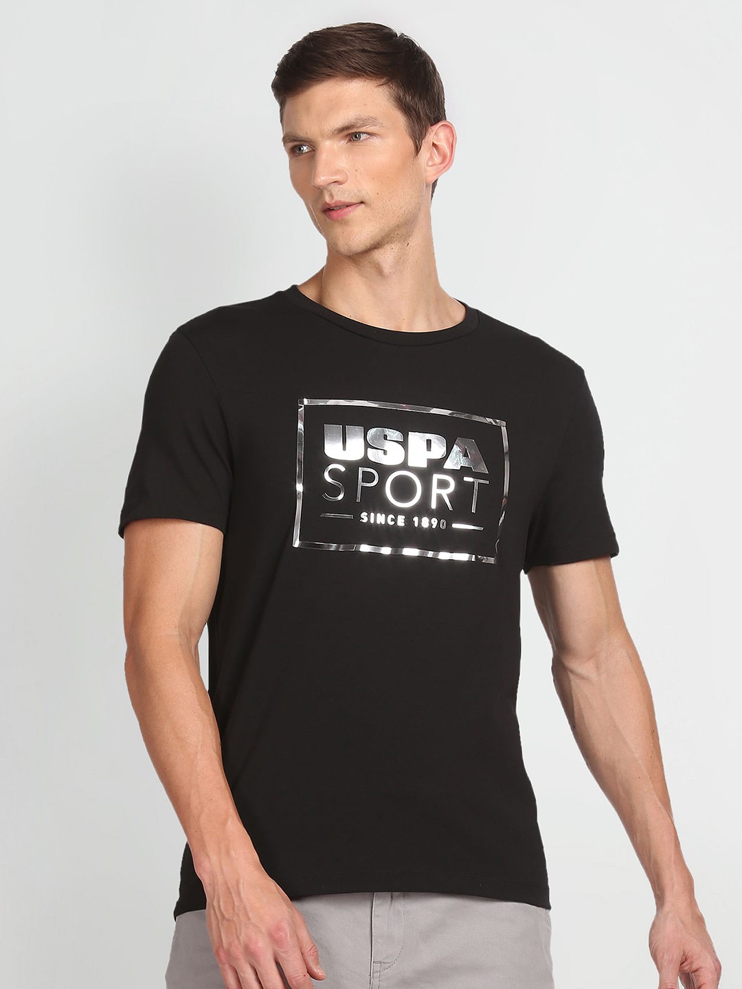 

U.S. Polo Assn. Typography Printed Slim Fit T-shirt, Black