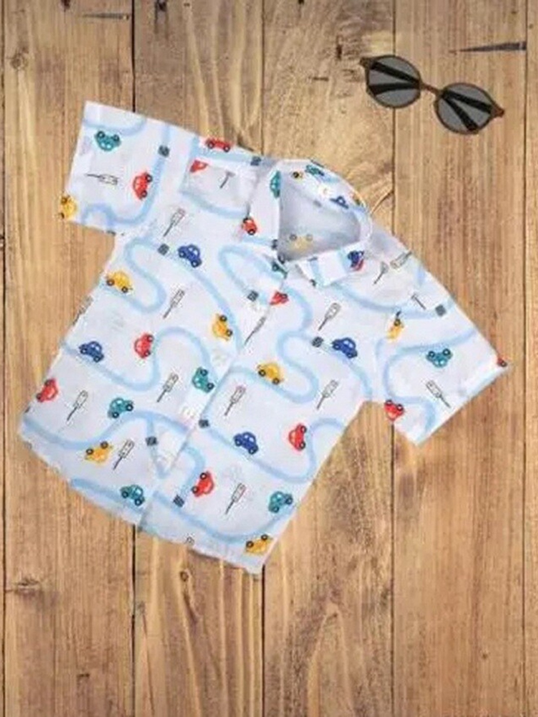 

APNISHA Boys Relaxed Conversational Printed Spread Collar Regular Fit Cotton Casual Shirt, Blue