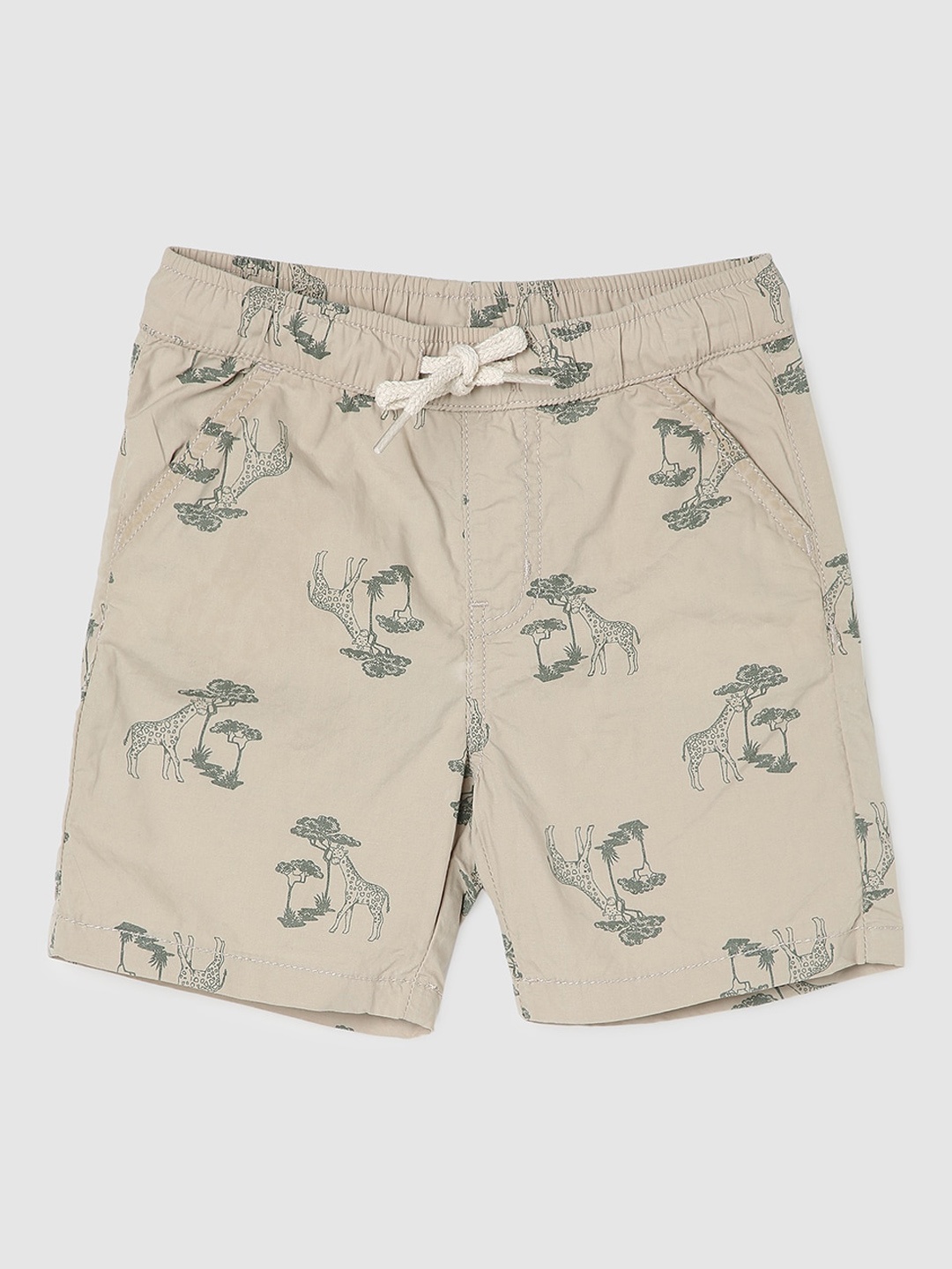 

max Infant Boys Conversational Printed Pure Cotton Regular Shorts, Beige