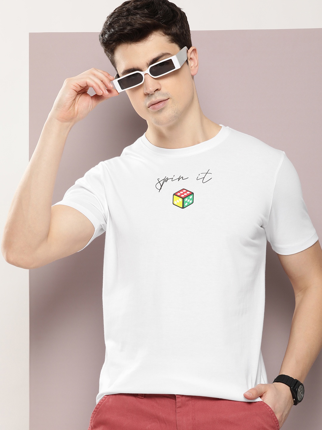 Kook N Keech Men Printed Pure Cotton T-shirt, White