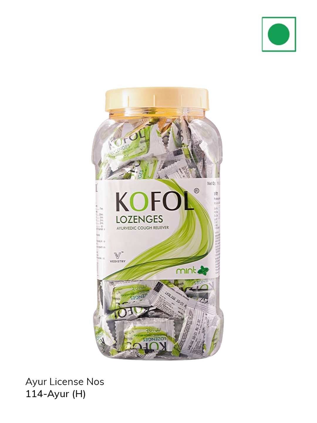 

Kofol Ayurvedic Cough Reliever Mint Lozenges Jar - 200 Lozenges, Green