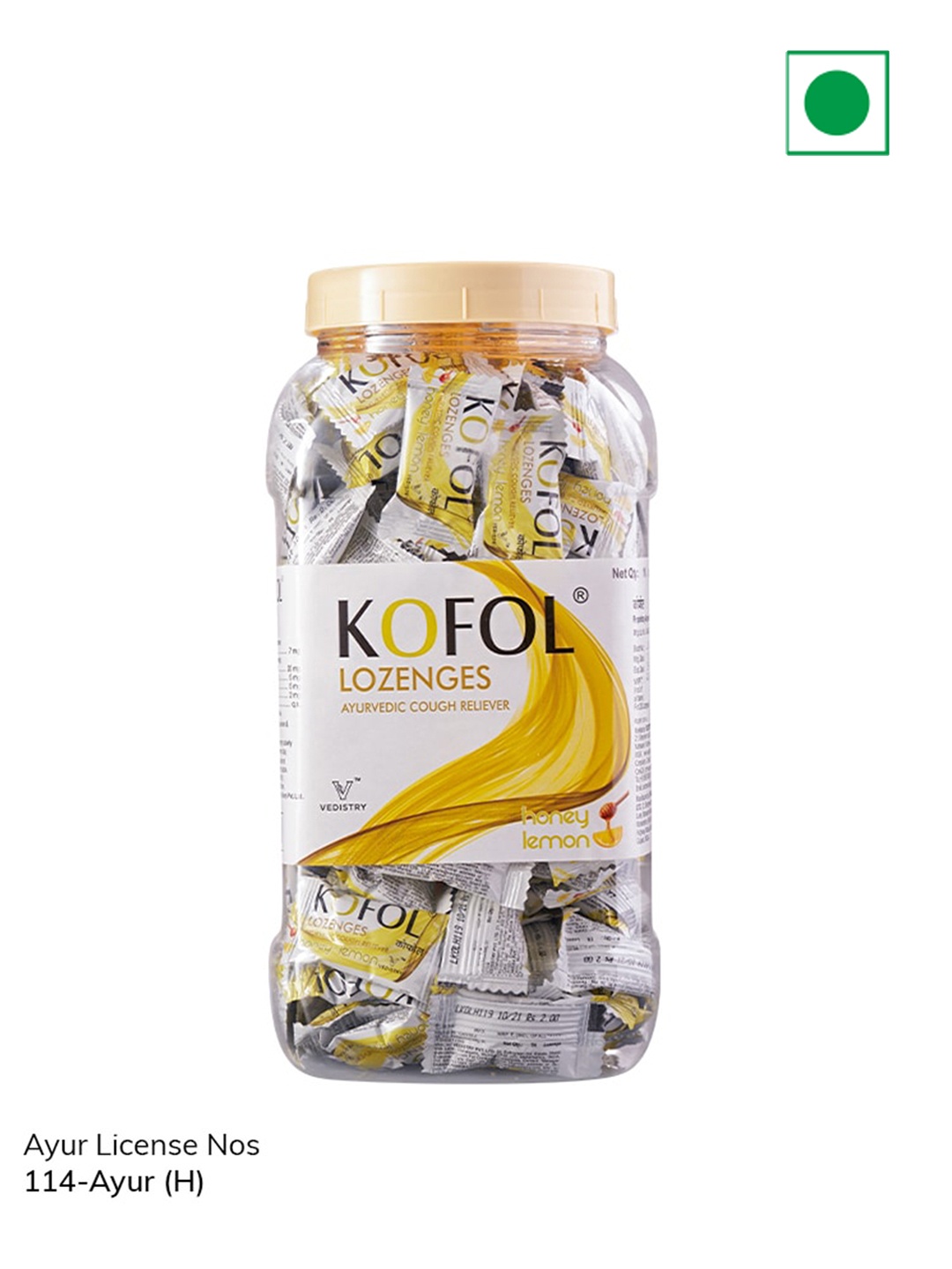 

Kofol Ayurvedic Cough Reliever Honey Lemon Lozenges Jar - 200 Lozenges, Yellow