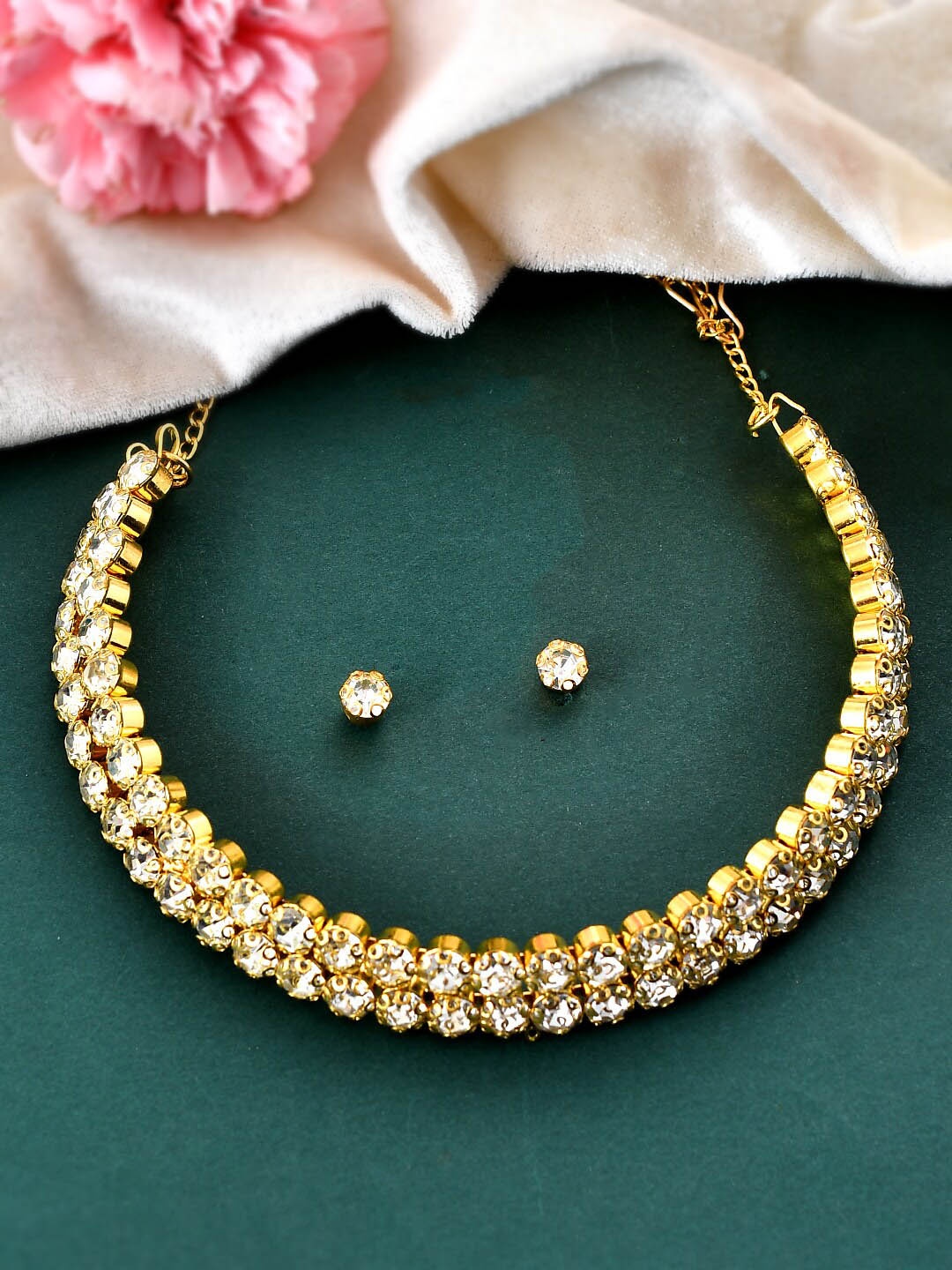 

Silvermerc Designs Gold-Plated CZ-Studded Jewellery Set