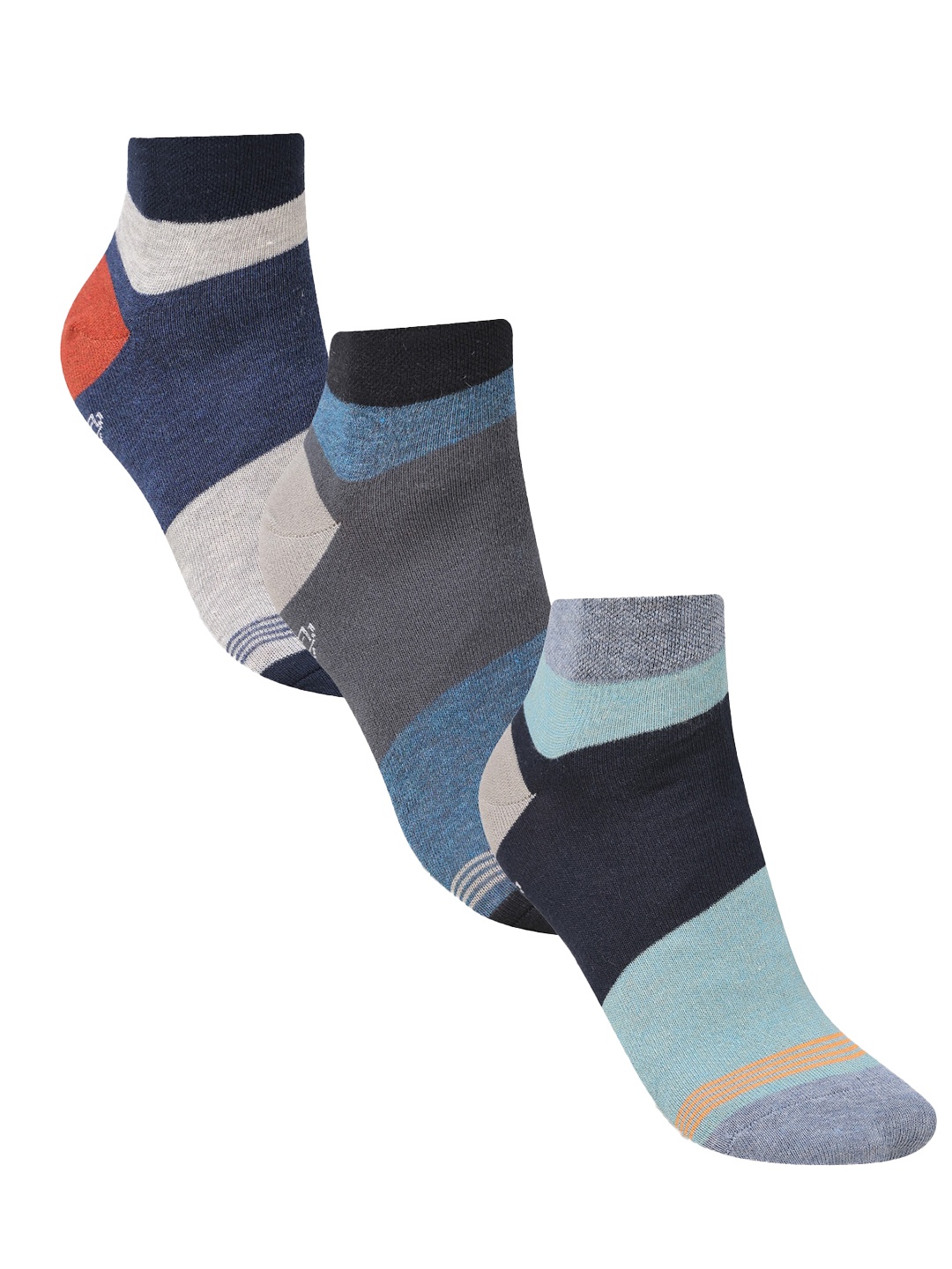 

Dollar Socks Men Pack Of 3 Striped Cotton Ankle Length Socks, Black