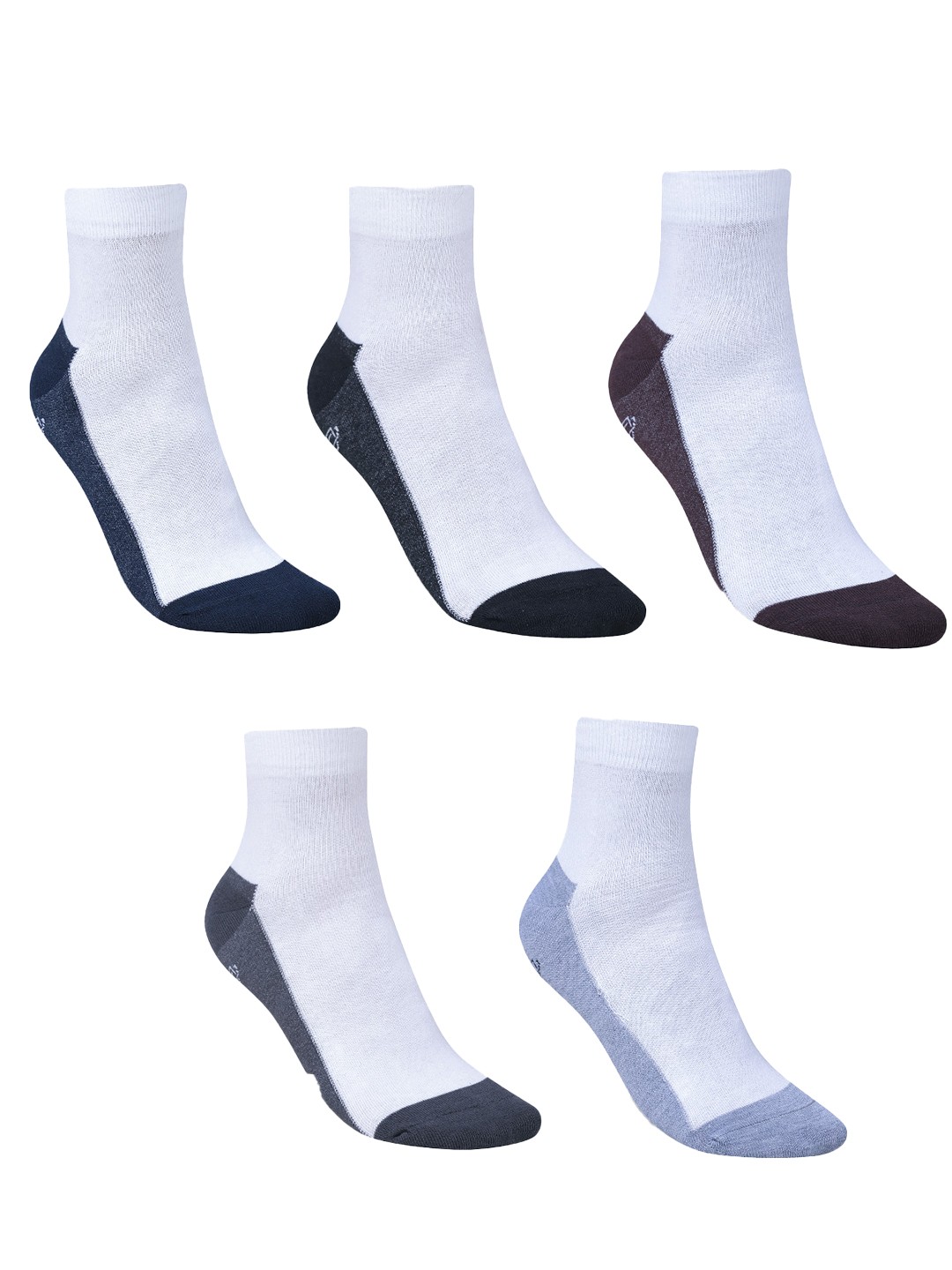 

Dollar Socks Men Pack Of 5 Patterned Cotton Ankle-Length Socks, White